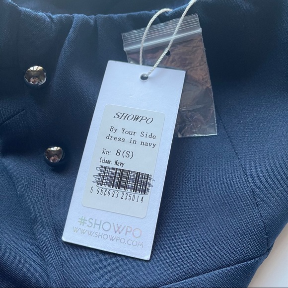 SHOWPO NAVY BLUE SWEETHEART NECKLINE DRESS W/ SLIT - Picture 5 of 15